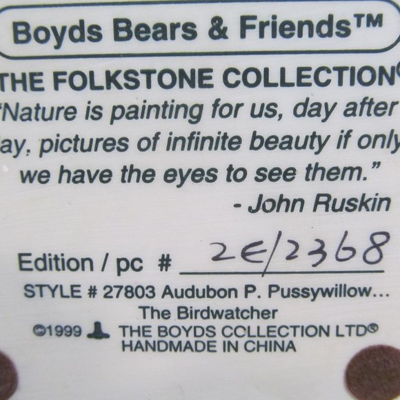 Boyds Bears - Audubon P. Pussywillow Birdwatcher - Votive Candle Holder - Picture 7 of 16